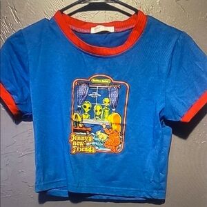 Blue Graphic Crop Top